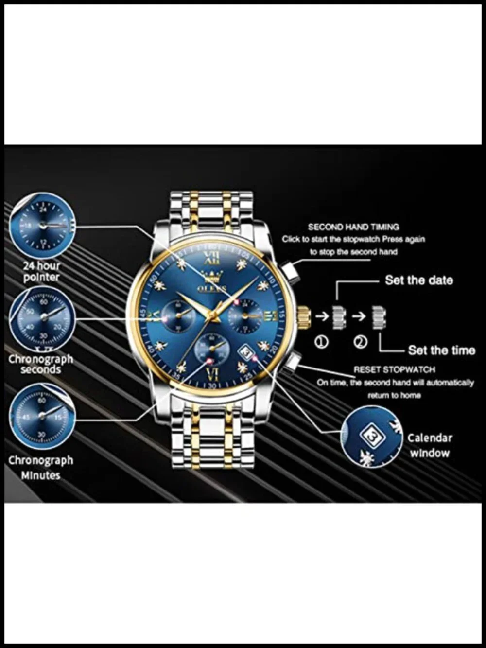 Men's Stainless Steel Quartz Analog Watch Waterproof Business Casual